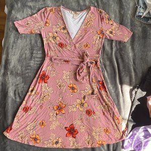 Floral Pink Flowy Dress